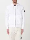 Stone Island Compass-motif Zip-up Hoodie In White