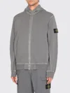Stone Island Sky Blue Cotton Sweatshirt In Gray