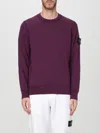 Stone Island Crewneck Jumper With Raised Stitch Details In Purple