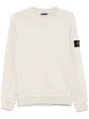 Stone Island Ribbed Crew-neck Cotton Sweater With Long Sleeves In White
