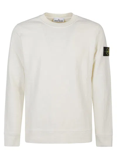 Stone Island Crew Neck Sweater With Distinct Logo Patch In Neutral