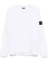 Stone Island Organic Cotton Fleece Sweatshirt With Signature Badge In White