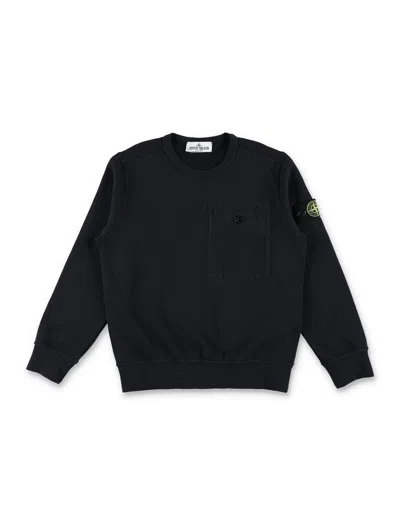 Stone Island Sweatshirt With Chest Pocket In Black