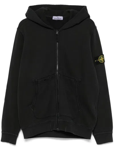 Stone Island Sweatshirt With Compass Application In Black