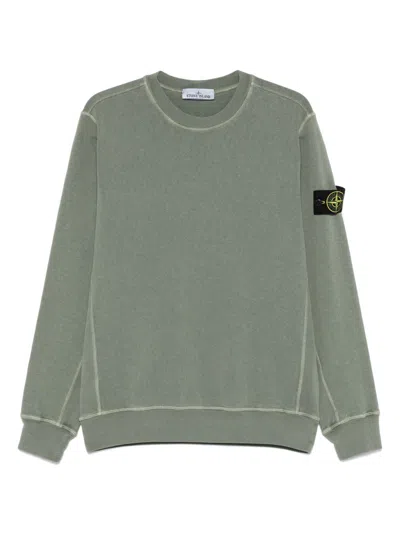 Stone Island Sweatshirt With Compass Application In Green