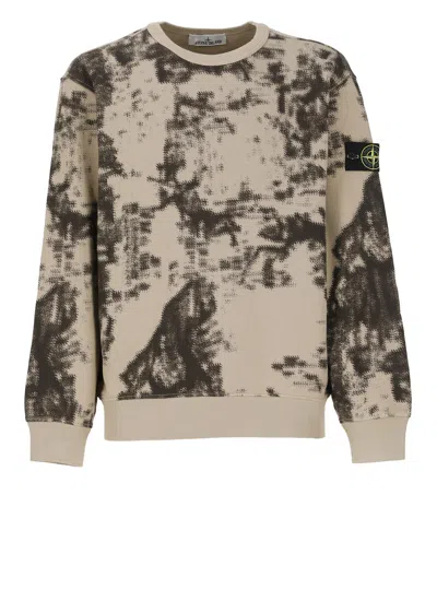 Stone Island Sweatshirt With Logo In Beige