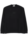 Stone Island Crew Neck Long Sleeve Ribbed Sweater In Black