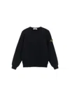 Stone Island Kids Mini Ribbed Neckline Sweatshirt For Boys In Black