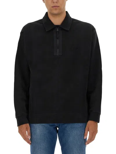 Stone Island Black Half-zip Polo