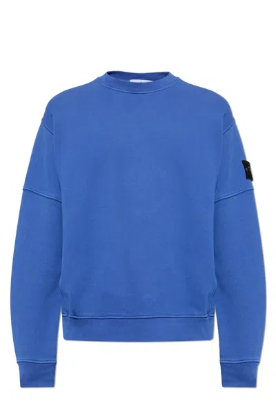 Stone Island Sweatshirt With Logo In Blu