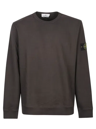 Stone Island Sweatshirt With Logo In Brown
