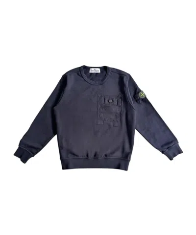 Stone Island Babies' Sweatshirt With Pocket And Logo In Blue