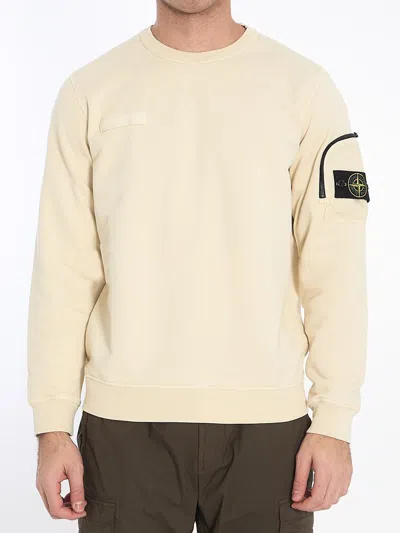 Stone Island Sweatshirt With Pocket In Beige