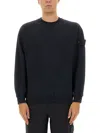 Stone Island Sweatshirt With Ribbed Edges In Black
