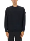 Stone Island Sweatshirt With Ribbed Edges In Blue