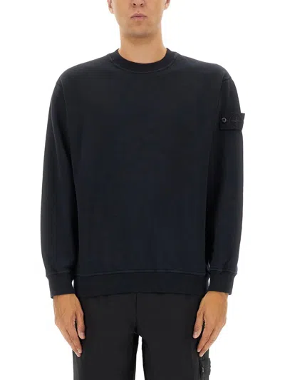 STONE ISLAND STONE ISLAND SWEATSHIRT WITH RIBBED EDGES