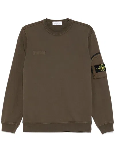 Stone Island Compass-badge Sweatshirt In Green