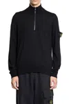 Stone Island Half-zip Wool Sweater In Black