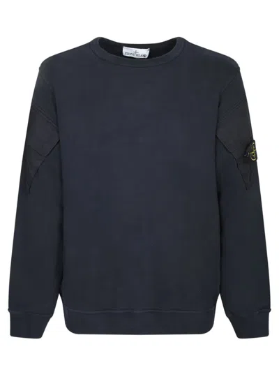 Stone Island Brushed Organic Cotton Sweatshirt In Blue