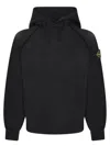 Stone Island Brushed Organic Cotton Fleece Oversized Fit Hoodie Clothing In Black