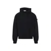 Stone Island Brushed Organic Cotton Fleece Oversized Fit Hoodie Clothing In Black