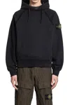 Stone Island Brushed Organic Cotton Fleece Oversized Fit Hoodie Clothing In Black
