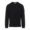 Stone Island Organic Cotton Crew Neck Sweater With English Ribs Knitwear Blue In Black