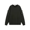 Stone Island Brushed Organic Cotton Fleece Sweatshirt With Ribbed Inserts In Black