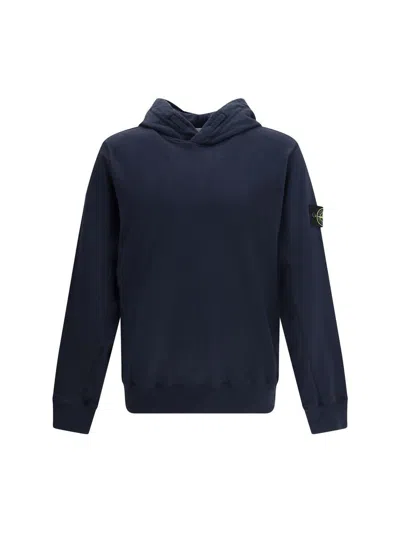 Stone Island Rib-detail Hooded Sweater In Navy Blue