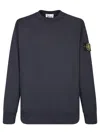 Stone Island Classic Crew Neck Sweater With Logo Patch Detail In Blue