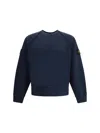 Stone Island Crew Neck Sweatshirt In Organic Brushed Cotton In Blue