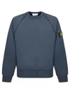 Stone Island Crew Neck Sweatshirt In Organic Brushed Cotton In Blue