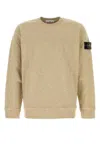 Stone Island Crew Neck Long Sleeve Sweatshirt With Ribbed Cuffs And Hem In Brown