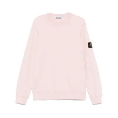 Stone Island Kids' Cotton Sweater With Logo In Pink