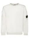 Stone Island Logo Cotton Crewneck Sweatshirt In White