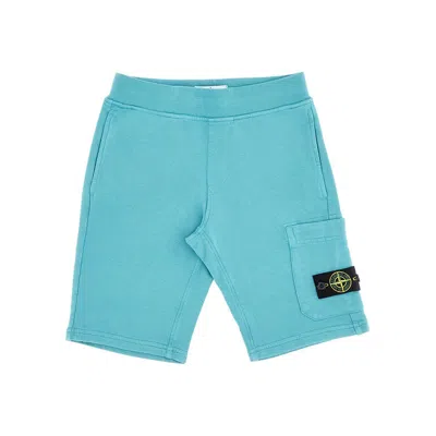 Stone Island Sweatshorts With Logo Badge Kids In Blue