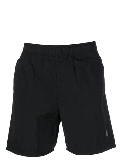 Stone Island Swim Boxer With Logo In Black