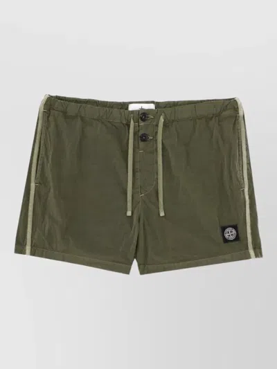 Stone Island Swim Shorts Logo Patch And Back Pocket In Green
