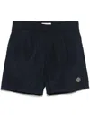 Stone Island Compass-badge Crinkled Shorts In Blue