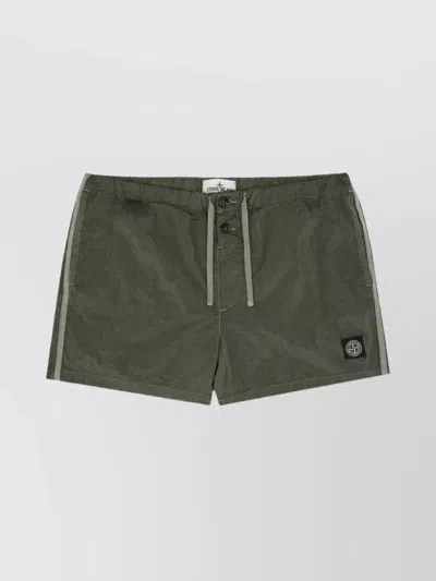 Stone Island Swim Trunks With Back Pocket And Elastic Waistband In Military Green