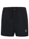 Stone Island Slim Fit Swim Trunks With Compass Patch In Black