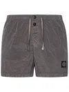 Stone Island Logo Patch Drawstring Shorts In Fango