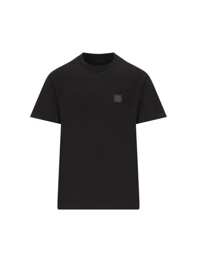 Stone Island Logo Cotton T-shirt In Black