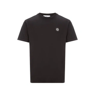 Stone Island Sage Green Cotton Jersey T-shirts In Black