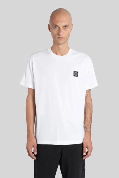 STONE ISLAND T-SHIRT IN WHITE COTTON