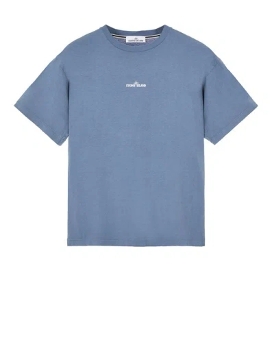 Stone Island T-shirt Manches Courtes Bleu Coton In Blue
