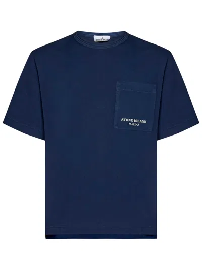 Stone Island Marina_ Old Treatment T-shirt In Blu