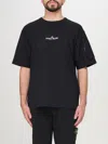 Stone Island Casual Black T-shirt With Graphic Design And Subtle Logo In Black