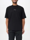 Stone Island Casual Black T-shirt With Graphic Design And Subtle Logo In Black