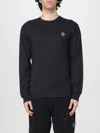 Stone Island T-shirt Manches Longues Bleu Coton In Schwarz